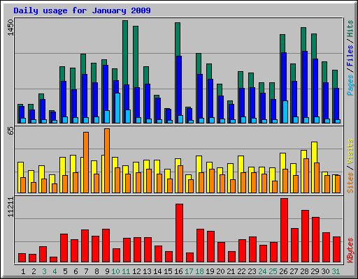 Daily usage for January 2009