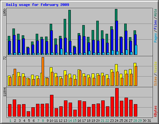 Daily usage for February 2009