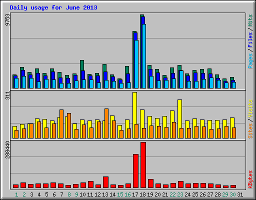 Daily usage for June 2013