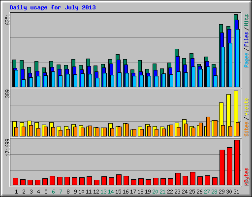 Daily usage for July 2013
