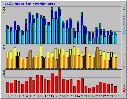 Daily usage for November 2013
