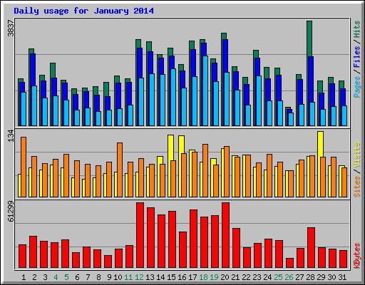 Daily usage for January 2014