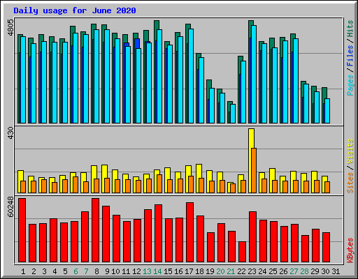 Daily usage for June 2020