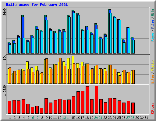Daily usage for February 2021