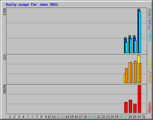 Daily usage for June 2021