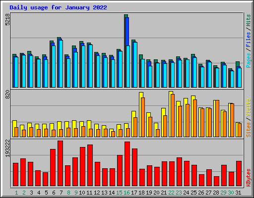 Daily usage for January 2022