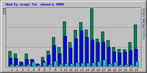 Hourly usage for January 2009