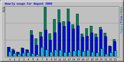 Hourly usage for August 2009