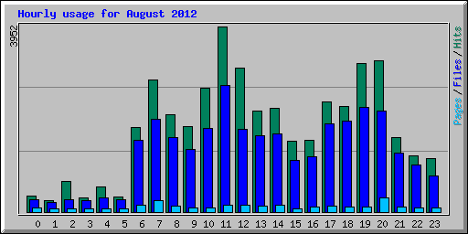 Hourly usage for August 2012