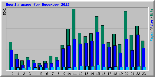 Hourly usage for December 2012